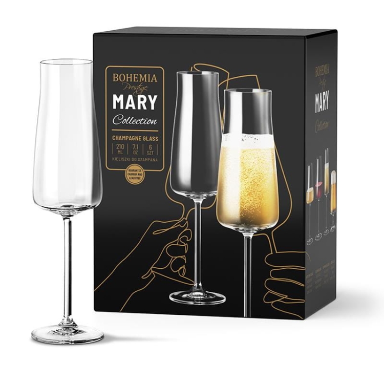 Kieliszki do szampana prosecco BOHEMIA Mary 210ml 6szt