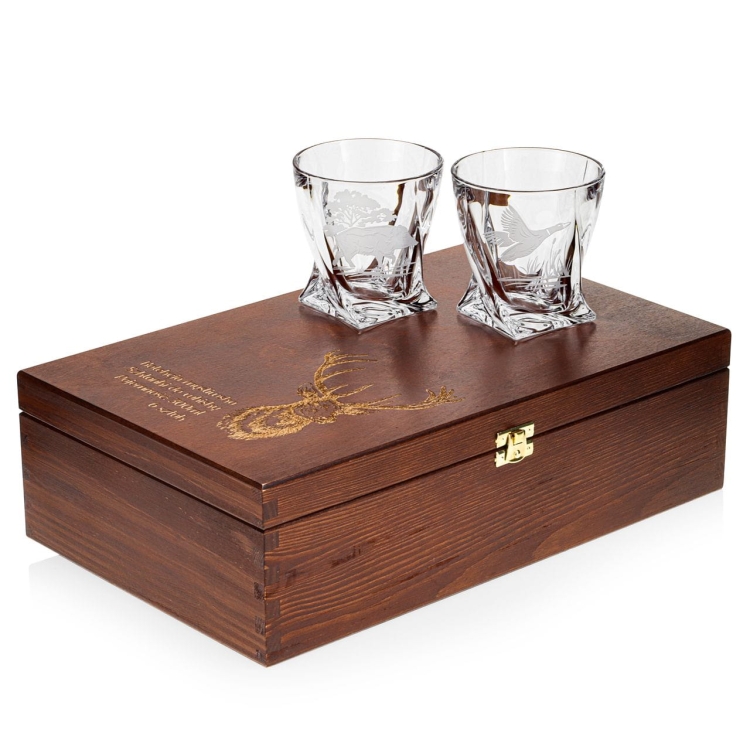 Myśliwskie szklanki whisky 340ml (Quadro) w skrzynce