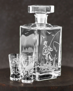 Wędkarski komplet do wódki likieru 6+1 karafka + kieliszki (Burbon + 6x 25ml)