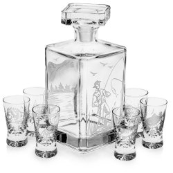 Wędkarski komplet do wódki likieru 6+1 karafka + kieliszki (Burbon + 6x 25ml)