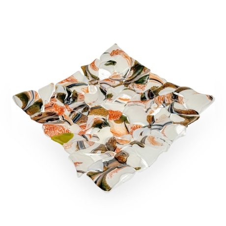 Przejdź do produktu Ekskluzywna kwadratowa szklana patera na owoce pizze 30cm "50" 