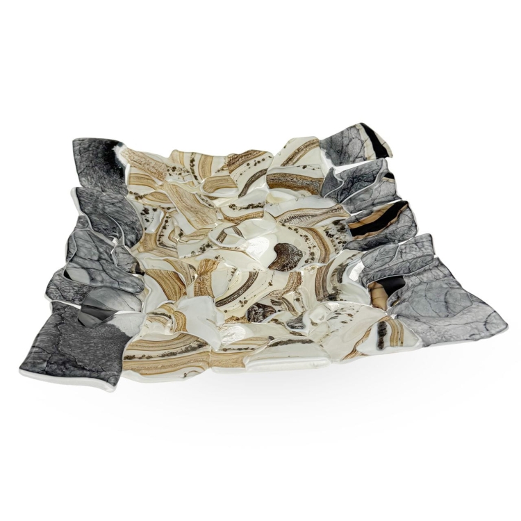 Ekskluzywna kwadratowa szklana patera na owoce pizze 30cm "44A"