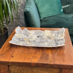 Ekskluzywna prostokątna szklana patera na owoce pizze 39cm "44"