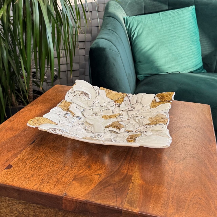 Ekskluzywna kwadratowa szklana patera na owoce pizze 30cm "27"