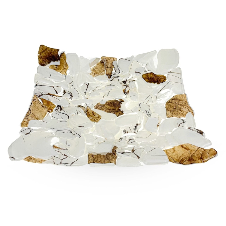 Ekskluzywna kwadratowa szklana patera na owoce pizze 30cm "27"