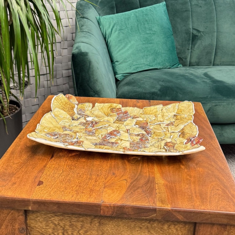 Ekskluzywna prostokątna szklana patera na owoce pizze 39cm "8"