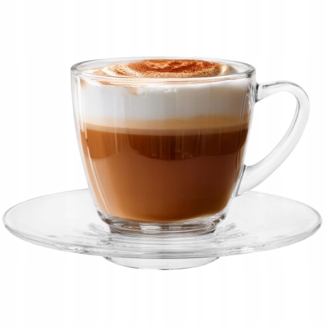 Przejdź do produktu Filiżanka szklana kubek Luna ze spodkiem do kawy herbaty 320ml