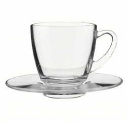 Filiżanka szklana kubek Luna ze spodkiem do kawy herbaty 320ml