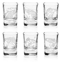 Kieliszki do wódki Wędkarskie (kwadratowe) 55 ml 6 szt. w pudełku szklanka.pl