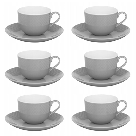 Przejdź do produktu Komplet filiżanek do kawy AMBITION Sonia SZARY 220ml + 6 spodków 12el