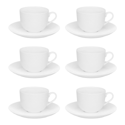 Komplet filiżanek do kawy AMBITION Sonia BIAŁY 220ml + 6 spodków 12el