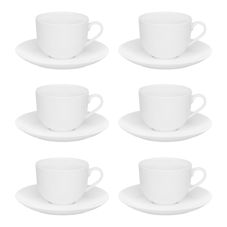 Komplet filiżanek do kawy AMBITION Sonia BIAŁY 220ml + 6 spodków 12el