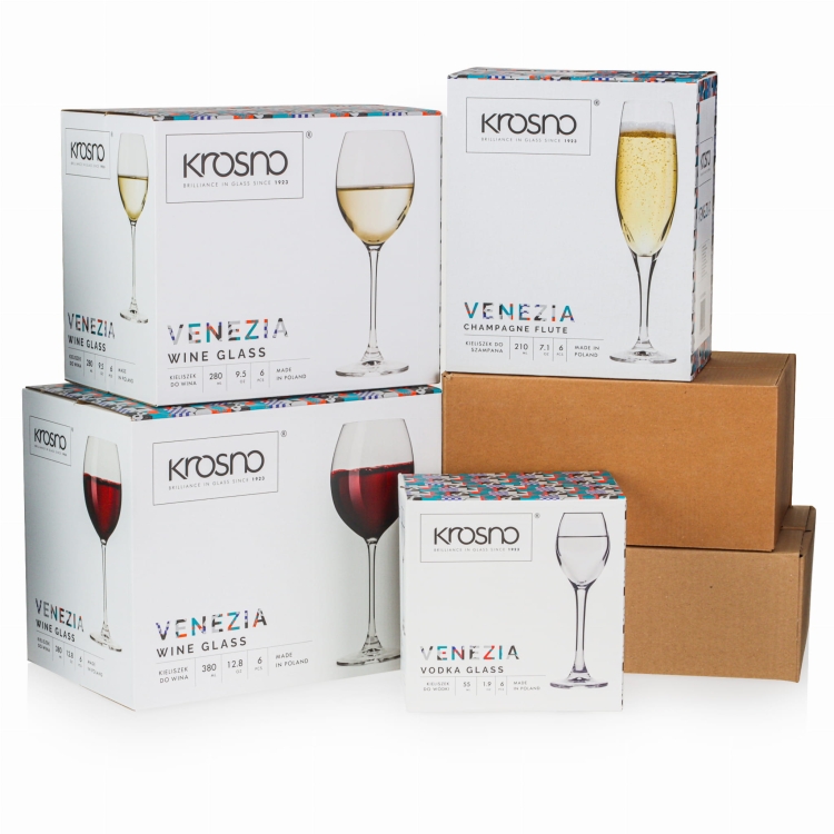 Komplet zestaw KROSNO 36el. szklanki Elite + kieliszki Venezia