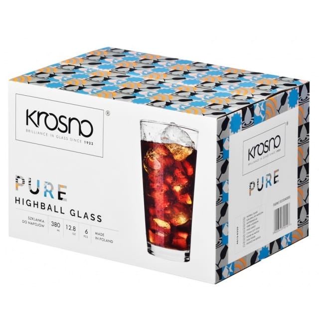 Wysokie szklanki do napojów wody KROSNO Pure 350/380ml