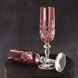 Piękne kryształowe kieliszki do szampana JULIA różowe 180ml 3szt