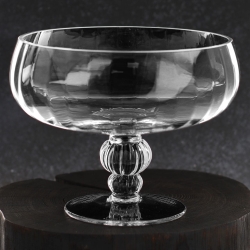 Duża szklana patera na nodze na owoce, ciastka, przekąski KROSNO Handmade OPTYK 23cm