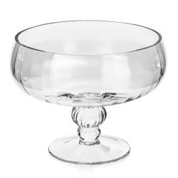 Duża szklana patera na nodze na owoce, ciastka, przekąski KROSNO Handmade OPTYK 23cm