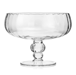 Duża szklana patera na nodze na owoce, ciastka, przekąski KROSNO Handmade OPTYK 23cm