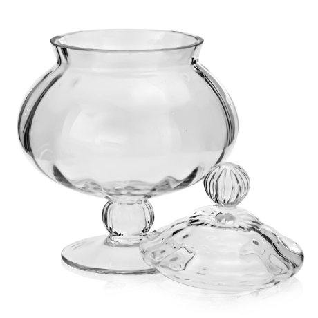 Przejdź do produktu Duża szklana bombonierka na nodze KROSNO Handmade OPTYK