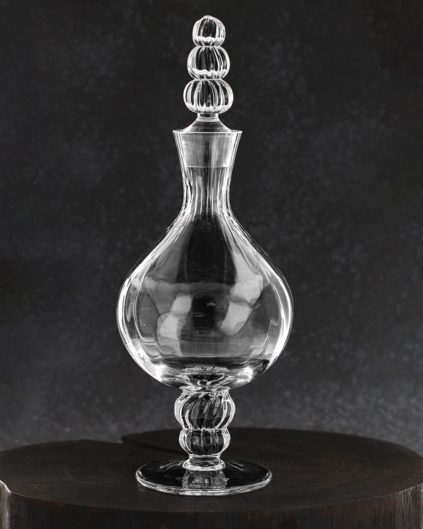Piękna szklana karafka na nodze do wina KROSNO Handmade OPTYK 1L
