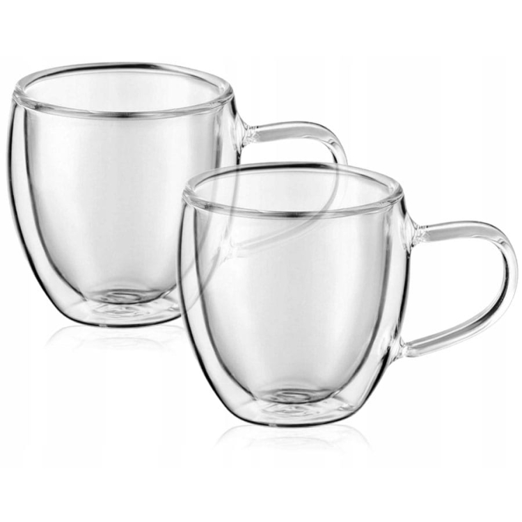 Szklanki kubki termiczne do kawy herbaty AMBITION MIA 250ml 6szt + spodki Glasmark