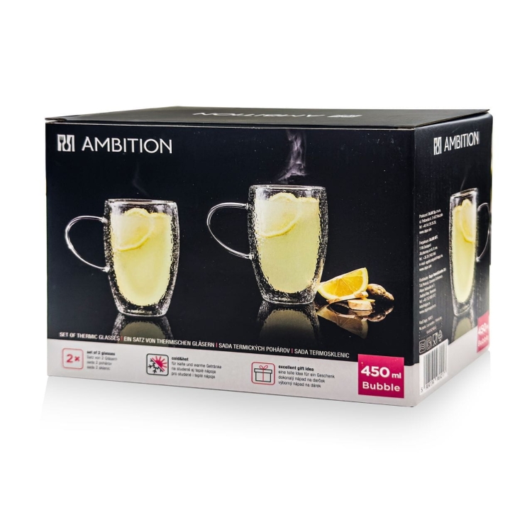 Ambition Bubble szklanki / kubki termiczne do herbaty 450ml 2szt