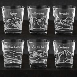 Szklanki do whisky kwadratowe Polskie Góry 300ml 6szt. w pudełku Szklanka.pl
