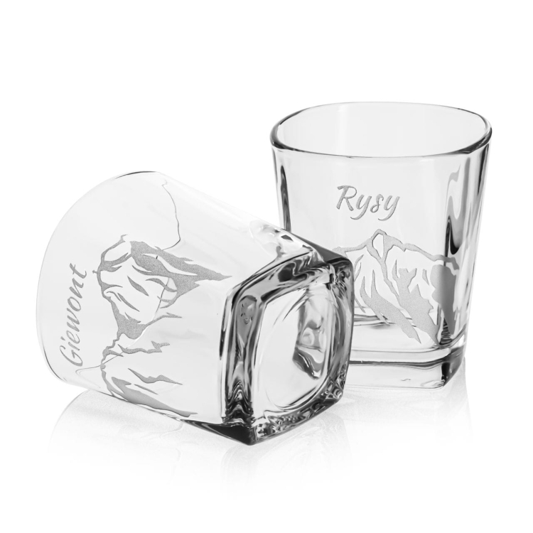 Szklanki kwadratowe do whisky "Polskie Góry" 300ml w skrzynce z GRAWEREM