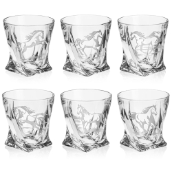 Komplet do whisky 6+1 Quadro "KONIE" karafka 770ml + szklanki 340ml