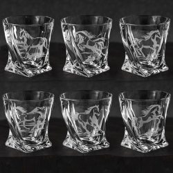 Zestaw do whisky 6+1 Quadro "KONIE" karafka 770ml + szklanki 340ml w skrzynce