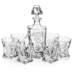 Zestaw do whisky 6+1 Quadro "KONIE" karafka 770ml + szklanki 340ml w skrzynce