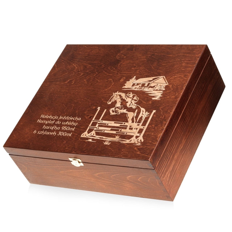 Zestaw do whisky 6+1 Quadro "KONIE" karafka 770ml + szklanki 340ml w skrzynce