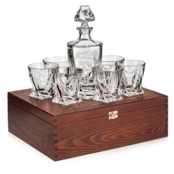 Zestaw do whisky 6+1 Quadro "KONIE" karafka 770ml + szklanki 340ml w skrzynce