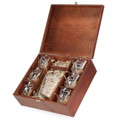 Zestaw do whisky 6+1 Quadro "KONIE" karafka 770ml + szklanki 340ml w skrzynce