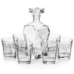 Komplet do whisky 6+1 "PIŁKA" w skrzynce Karafka 750ml + Szklanki 300ml