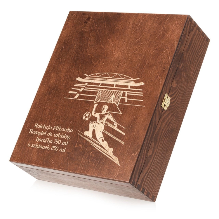 Komplet do whisky 6+1 "PIŁKA" w skrzynce Karafka 750ml + Szklanki 300ml