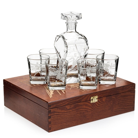 Przejdź do produktu Komplet do whisky 6+1 "PIŁKA" w skrzynce Karafka 750ml + Szklanki 300ml