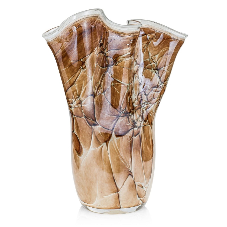 Duży wazon szklany na kwiaty o falistym brzegu "Wstążka/Chusta" 35 cm Kolorowy (DB4)