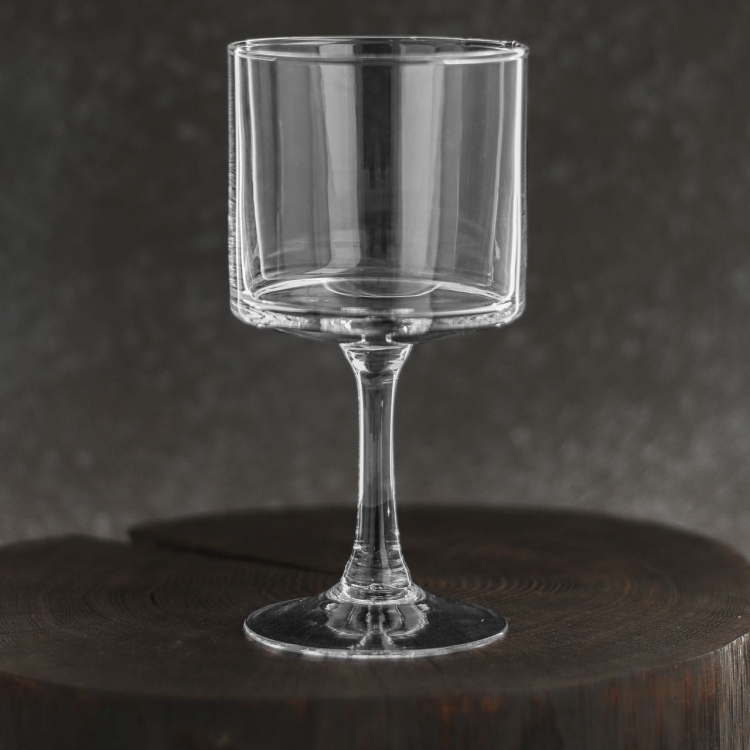 Szklany świecznik na nóżce Handmade 18cm