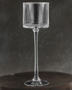 Szklany świecznik na nóżce Handmade 28cm