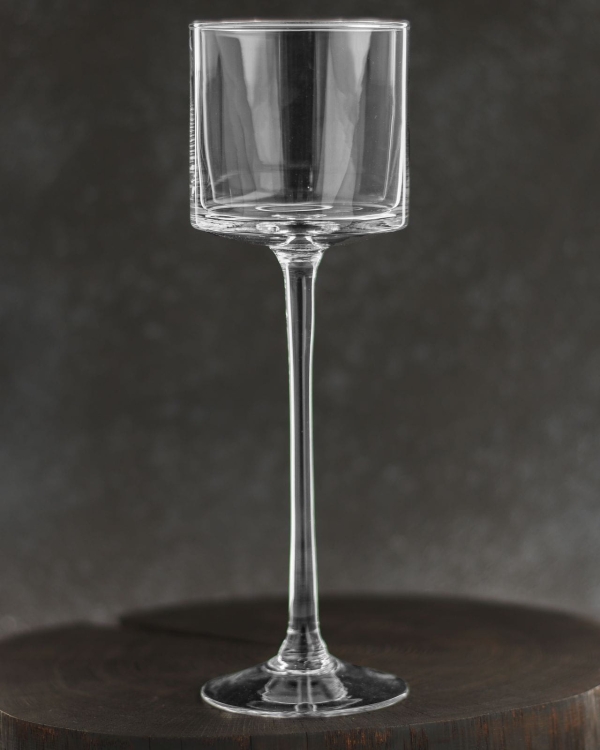 Szklany świecznik na nóżce Handmade 28cm