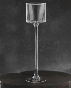 Szklany świecznik na nóżce Handmade 35cm