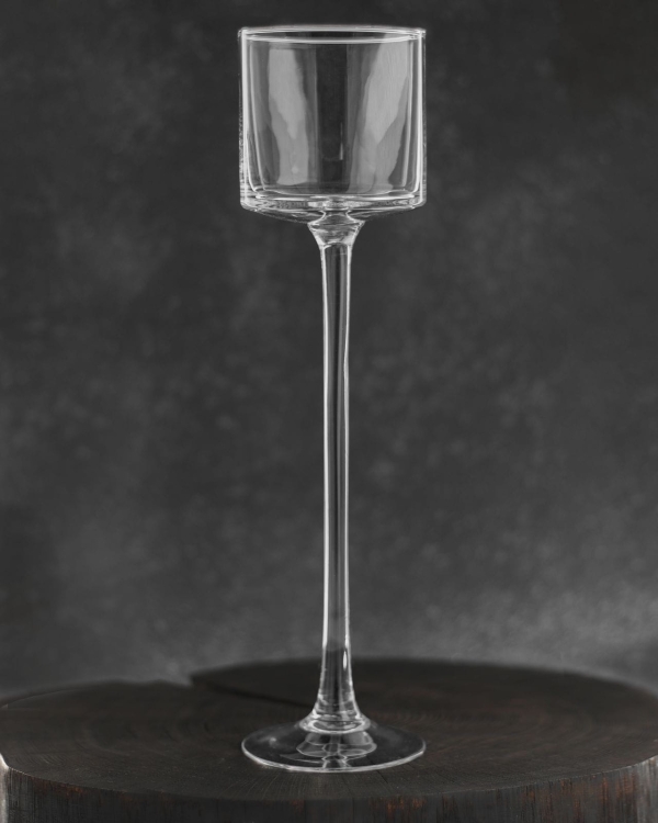 Szklany świecznik na nóżce Handmade 35cm