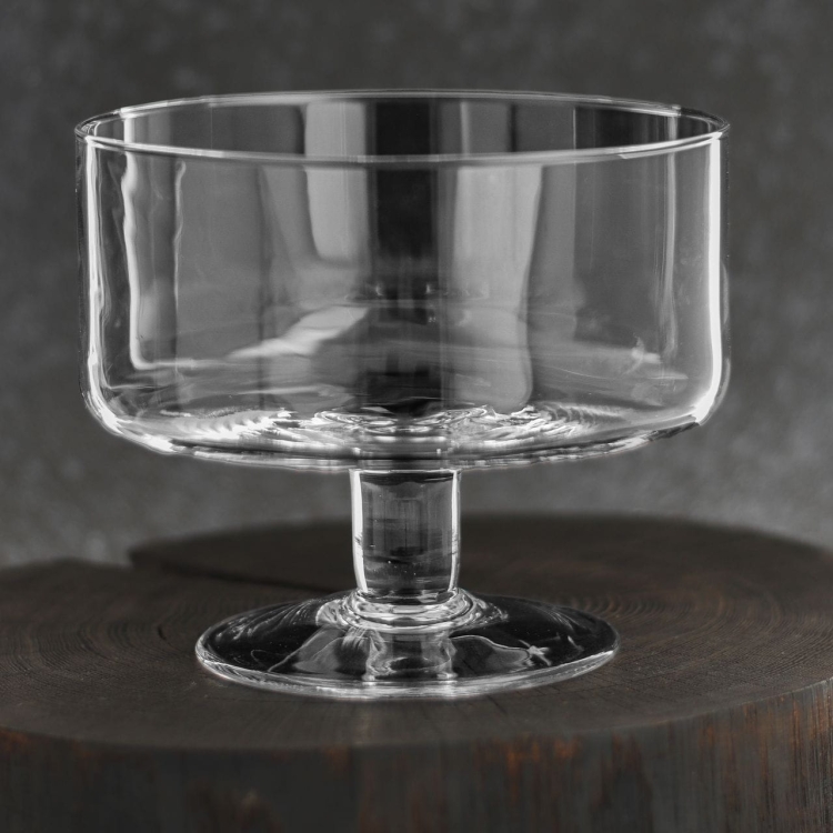 Szklana patera na nodze na owoce, ciastka, przekąski Handmade 17cm