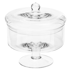Duża szklana patera z pokrywką na nodze na owoce, ciastka, przekąski Handmade 20cm