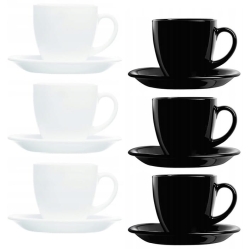 LUMINARC Carine Black&White komplet kawowy 220ml 12el