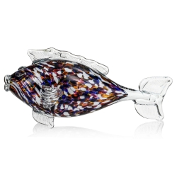 Szklana ozdobna FIGURKA rzeźba kolorowa ryba PRL 25cm | Wielokolorowa (2)