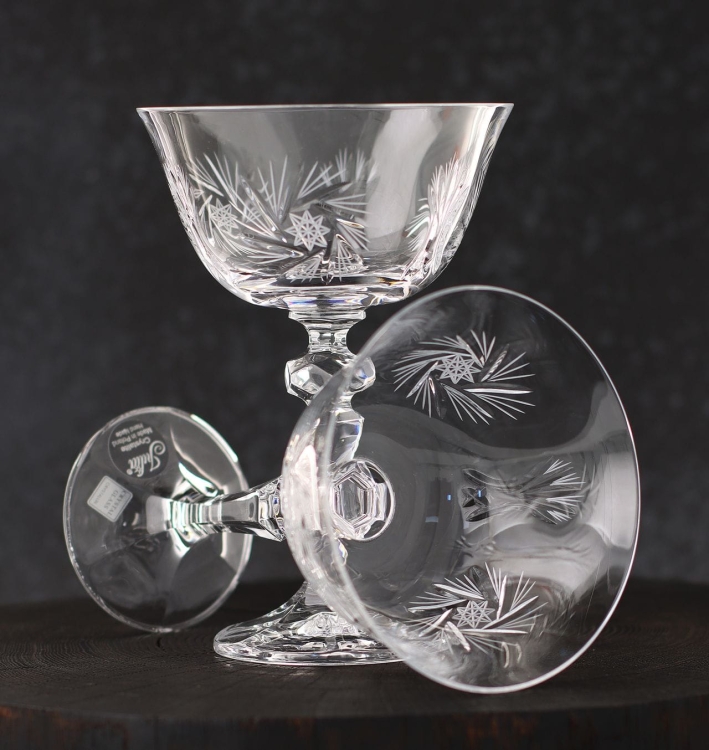 Piękne kryształowe kieliszki do szampana JULIA Młynek 180ml 6szt 02085