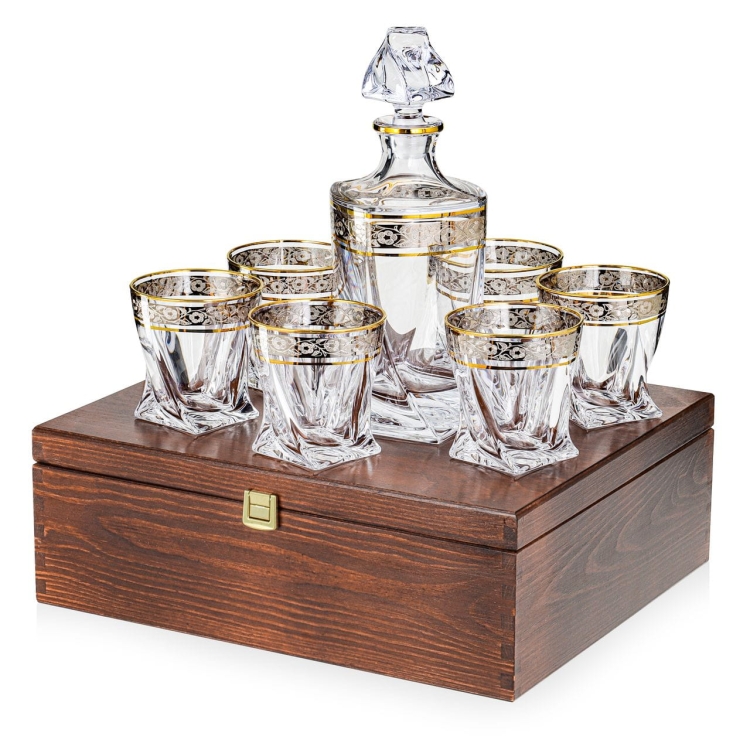 Komplet do whisky Bohemia ZŁOTO PLATYNA 6+1