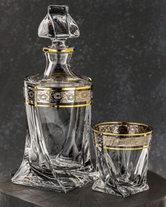 Komplet do whisky Bohemia ZŁOTO PLATYNA 6+1